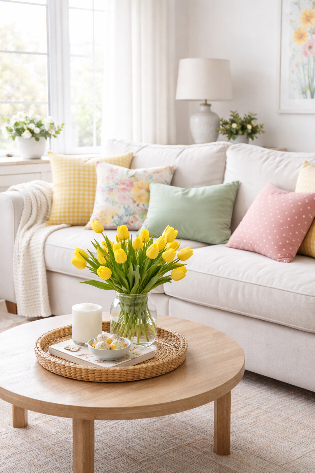 spring vibes in a cozy living room
